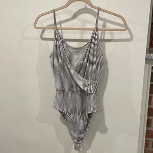 ALGA - BLACK & WHITE STRIPE BODYSUIT - MEDIUM